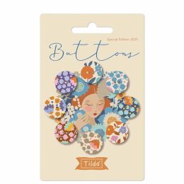 Wallflower Buttons | 16mm - 8 pcs Blue/Thristle