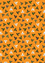 Witchy Woods Lewis & Irene Fabric | Witches Hats Halloween Orange