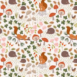 Snuggle Up Season Flannel Lewis & Irene | Squirrels & Hedgehogs On Cream
