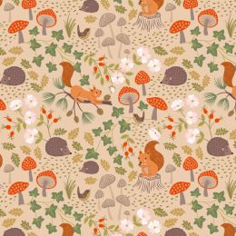 Snuggle Up Season Flannel Lewis & Irene | Squirrels & Hedgehogs On Light Oak