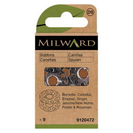 Machine Bobbins | Metal - 15K Universal | 9pcs Large Pack - Milward Green
