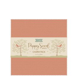 Tilda Basics Poppy Seed Fabric | Charm Pack, 5" Squares