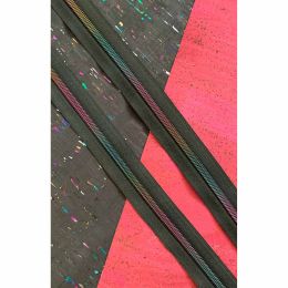 Sassafras Lane Zipper #5, 3 Yards | Black Tape, Rainbow Teeth