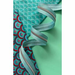 Sassafras Lane Zipper #5, 3 Yards | Teal Stripe Tape, Nickel Teeth