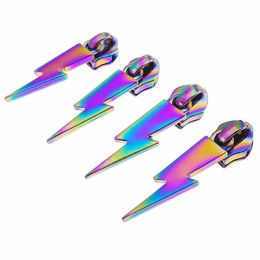 Sassafras Lane Zipper Pull, Size 5 | Iridescent Lightning Bolt