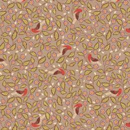 Isabella Lewis & Irene Fabric | Arts & Crafts Birds Dark Taupe