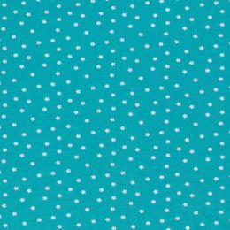 Cotton Rich Jersey Fabric | Ditsy Floral Turquoise Blue
