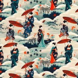 Premium Cotton Poplin Fabric | Japanese Print