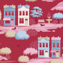 Tilda Village Life Fabric | Blender - Village Burgundy 