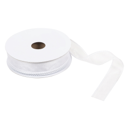 Wire Edged Organza Ribbon | White, 25mm x 25m Roll