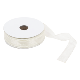 Wire Edged Organza Ribbon | Silver, 25mm x 25m Roll