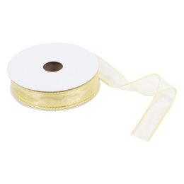 Wire Edged Organza Ribbon | Light Gold, 25mm x 25m Roll