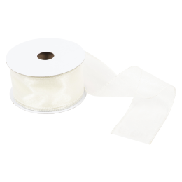 Wire Edged Organza Ribbon | Silver, 63mm x 25m Roll