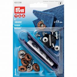 Jeans Buttons & Tool | 17mm Open Top - Design Flower - Ant Bronze