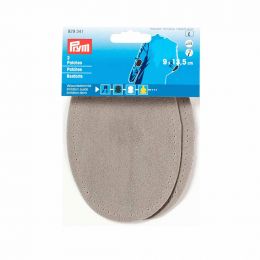 Patches - Iron On - Suede | Oval 9x13.5cm | Light Grey