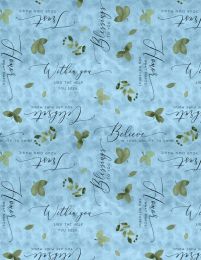 Enchantment Fabric | Words All Over Medium Teal