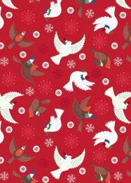 Hygge Glow Fabric | Flying Tomte Red