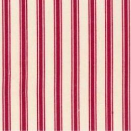Ticking Stripe Cotton Fabric Print | Red