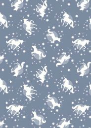 Fairy Nights Fabric | Unicorn Spots Dusky Blue
