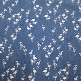 Long Island Printed Denim | Mini Flamingos Light Blue