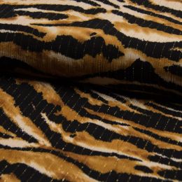 Viscose Crinkle Print Fabric | Sand & Gold Metallic