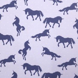 Jersey Cotton Glitter | Unicorns Pale Blue