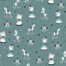 Jersey Cotton Fabric | Fairytale Dark Dusty Mint