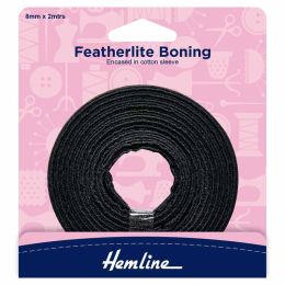 8mm Cotton Covered Polyester Boning - Featherlite | Black
