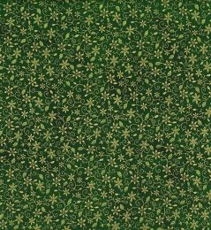 Stitch It Metallic Christmas Fabric | Festive Floral Green