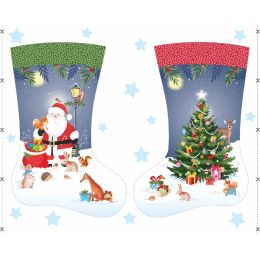Woodland Christmas Fabric | Large Stocking Panel