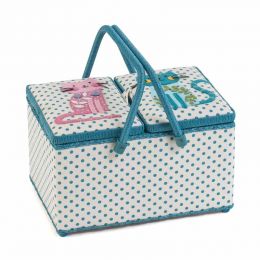 Sewing Box (L): Twin Lid: Appliqué Lid: Cats