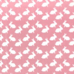 Printed Anti Pil Polar Fleece | Bunny Rabbit Pink