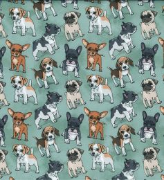 Luxury Sweatshirt Fabric | Happy Pups Mint