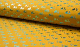 Soft Shell Fleece Fabric | Ochre Metallic Scooter