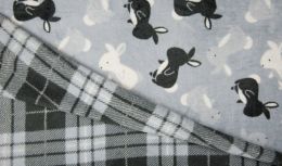 Double Sided Super Soft Fleece | Bunny - Tartan Blue